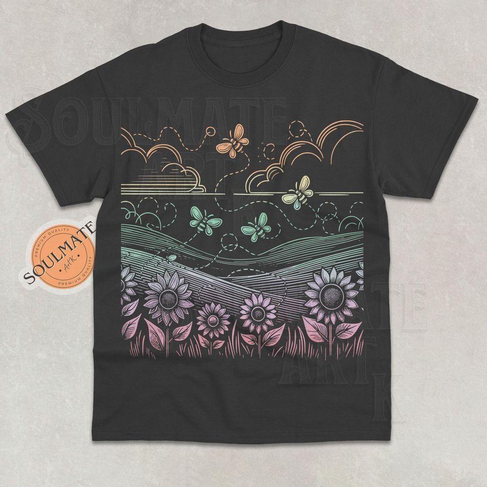 Sunflowers And Butterflies Graphic Vuitino Shirt Sunflowers And Butterflies Graphic Vuitino Shirt